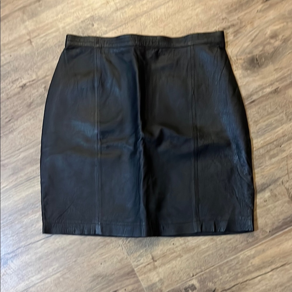 Classic Black Leather Skirt Vintage Wilson Leather size 14